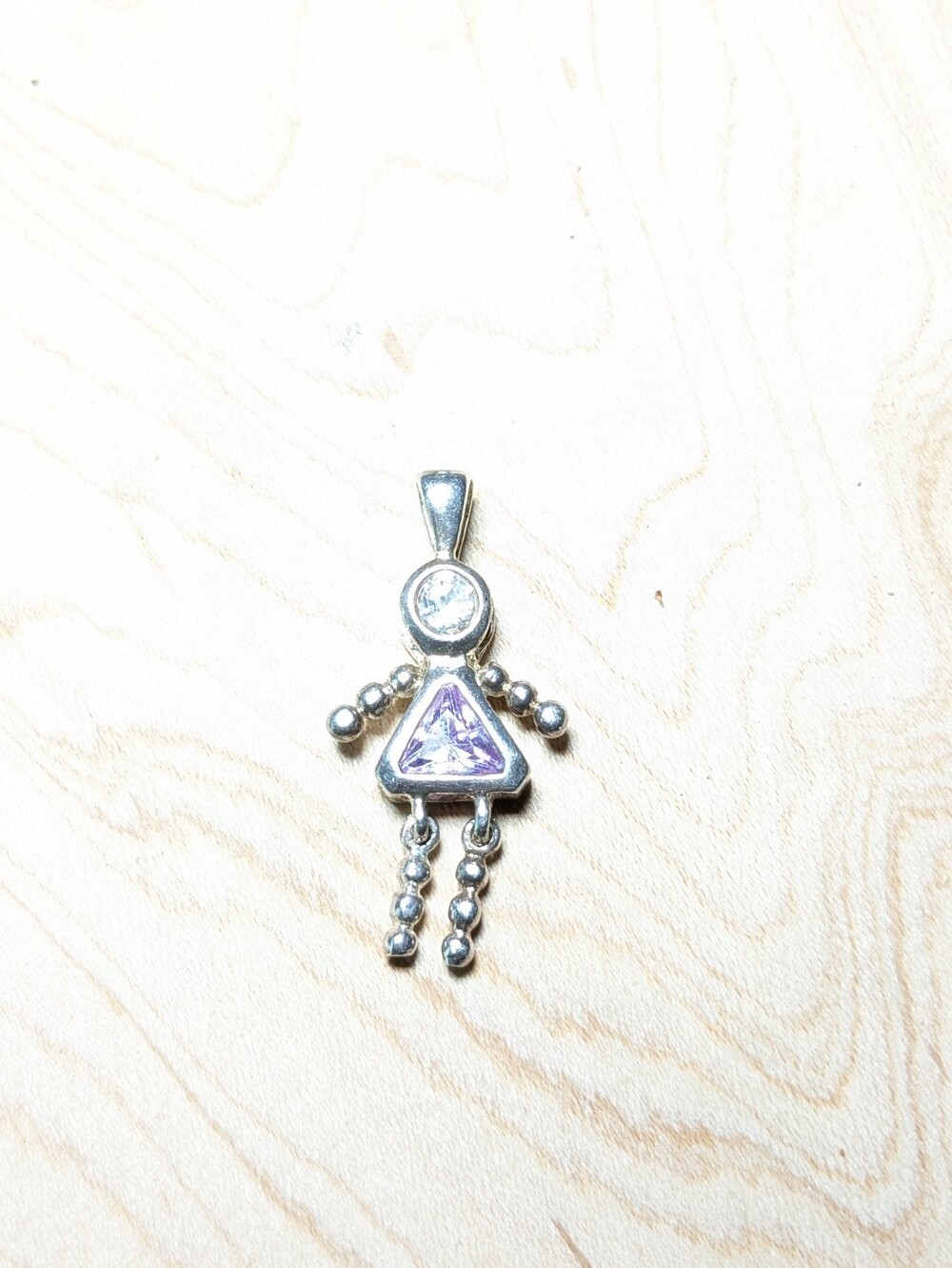 925 Sterling Silver Articulated Girl February Charm Pendant